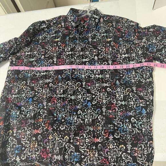Luchiano Visconti Black Multi Color Paisley Print Button Up Mens Large Textured - Picture 8 of 10